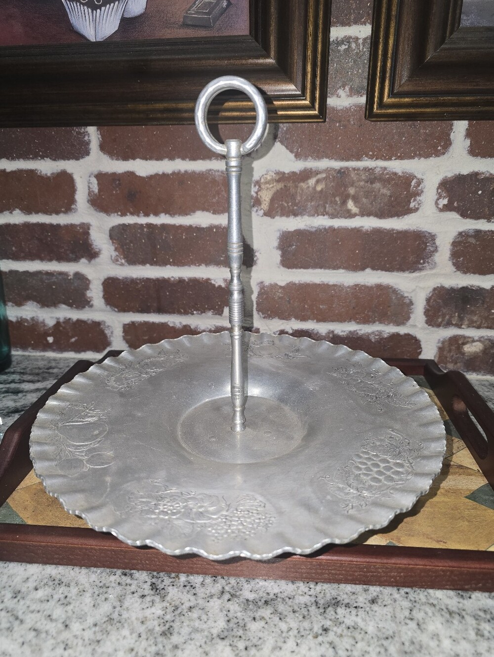 Hammered Aluminum Tidbit Vtge Tray